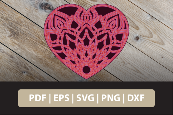 3D Heart Mandala Multi Layered SVG for Crafts & Graphics