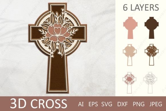 3D Layered Celtic Cross Graphics for Editorial Crafts