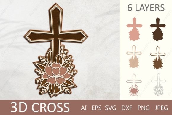 3D Layered Cross Graphics for Editorial Crafts