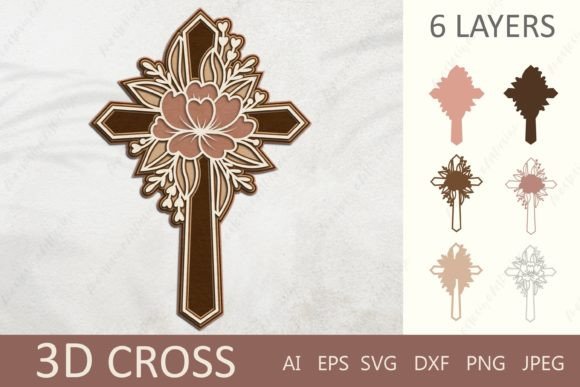 3D Layered Cross with Flowers: Graphics & Crafts Review