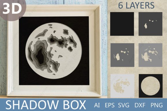 3D Layered Moon Shadow Box: Graphics for Crafts