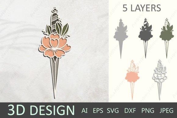 3D Layered Sword with Flower SVG Review