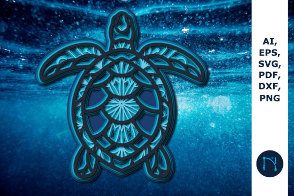 3D Mandala Sea Turtle SVG: Graphics for Crafts