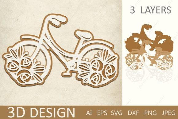 Bike 3D Layered Paper Cutting Graphics for Crafts