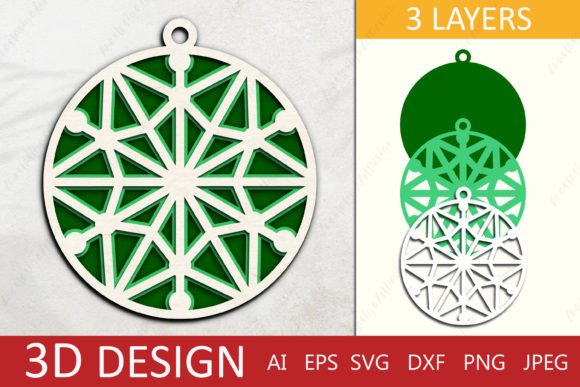 Christmas 3D Layered Ornament Graphics for Crafts