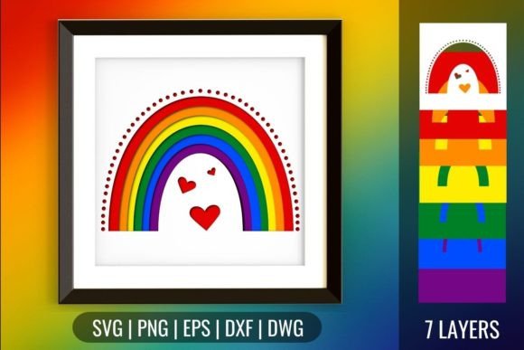 LGBT Rainbow Shadowbox SVG: 3D Design for Editorial Content