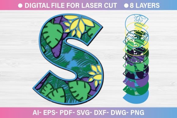 Summer Letter S Paper Cut SVG: Graphics for Crafts