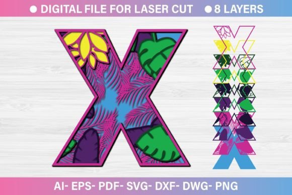 Summer Letter X Paper Cut SVG: Graphics for Crafts Branding