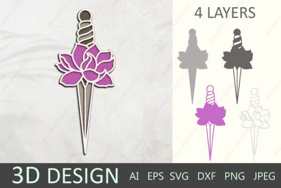 Sword 3D Layered Flower Dagger Graphics for Crafts